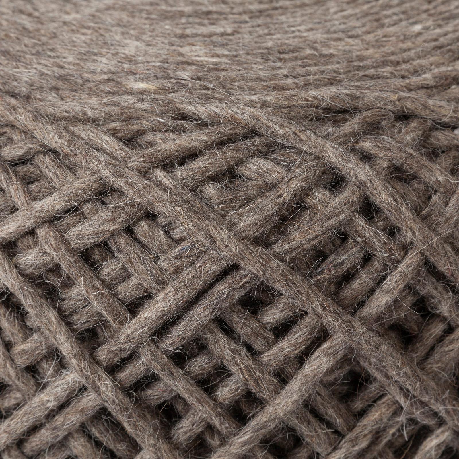 Mercana Allium Handwoven Wool Cylindrical Pouf