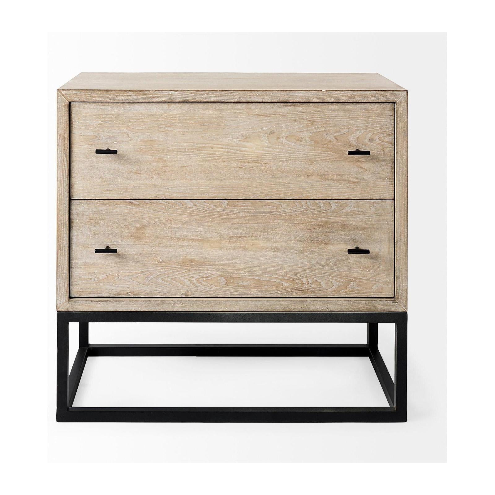 Mercana Ciara Beige Fir Veneer 2 Drawer Accent Cabinet Clearance