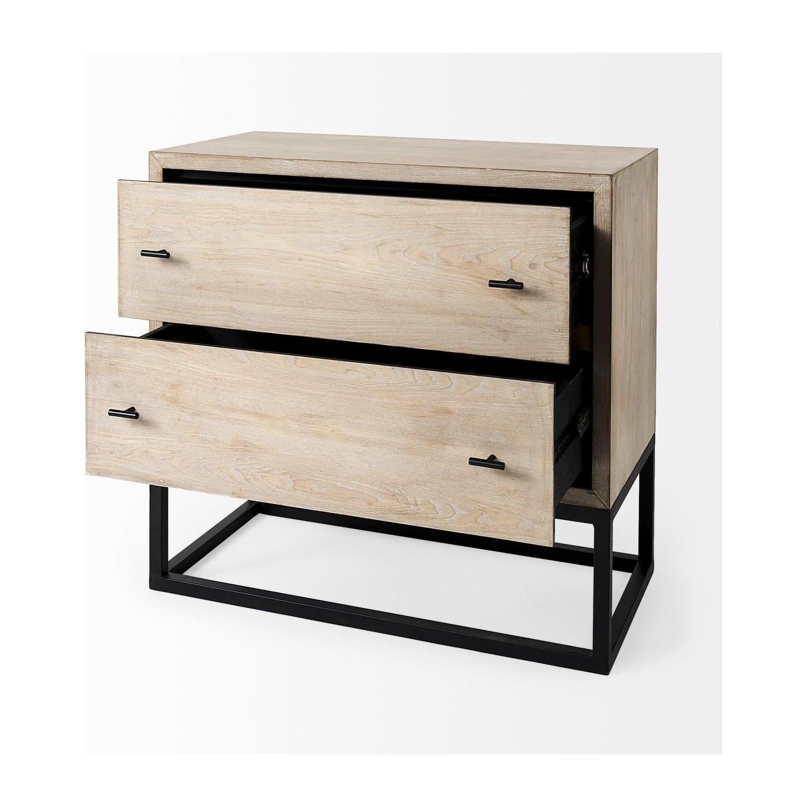 Mercana Ciara Beige Fir Veneer 2 Drawer Accent Cabinet Clearance