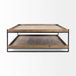 Mercana Trey Rectangular Brown Solid Wood Top Table Black Metal Frame Two-Tier Coffee Table