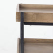 Mercana Trey Square Medium Brown Wooden Three-Tiered Black Iron Frame End/Side Table