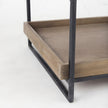 Mercana Trey Square Medium Brown Wooden Three-Tiered Black Iron Frame End/Side Table
