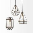 Mercana Prima Gold Metal and Glass Pyramid Pendant Light