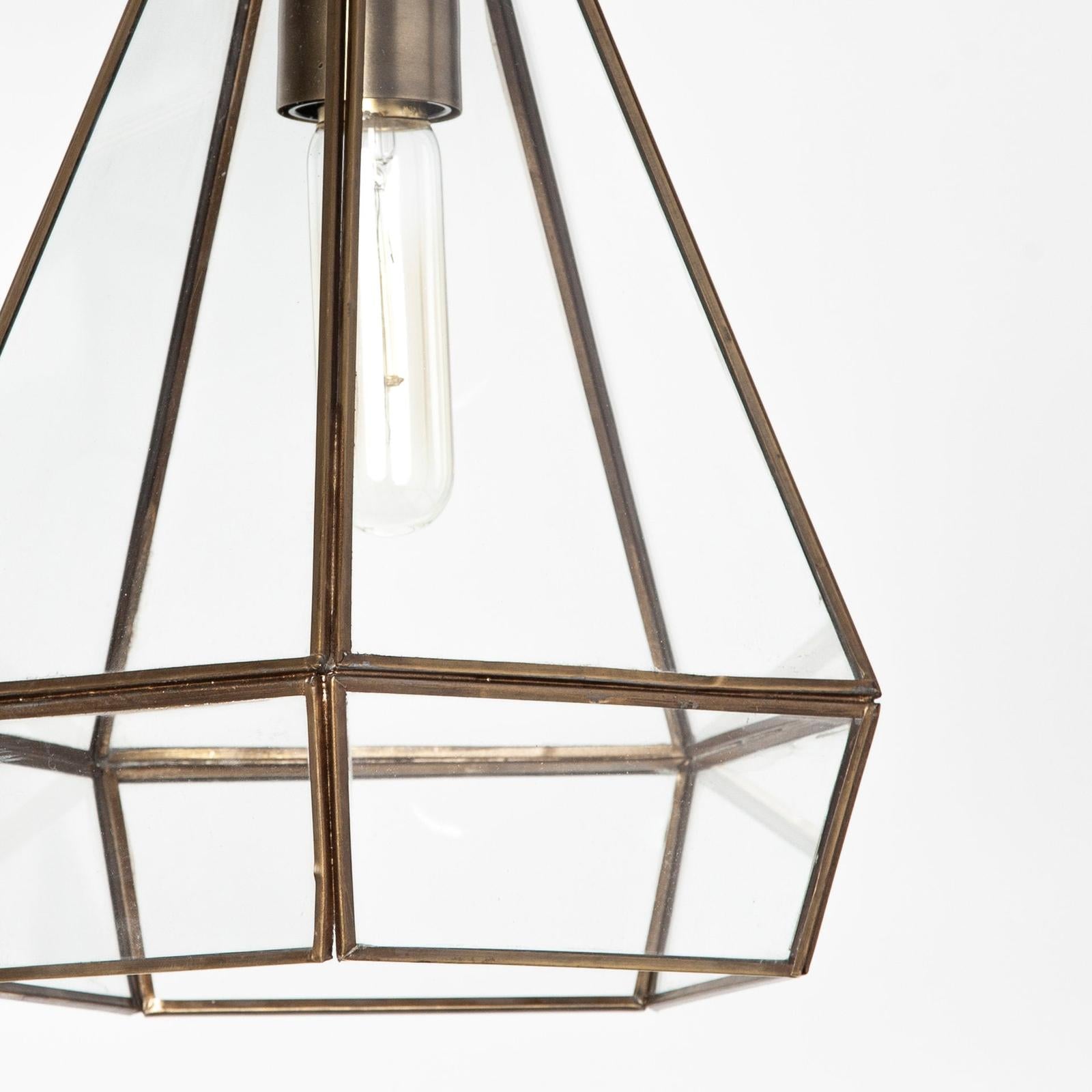 Mercana Prima Gold Metal and Glass Pyramid Pendant Light