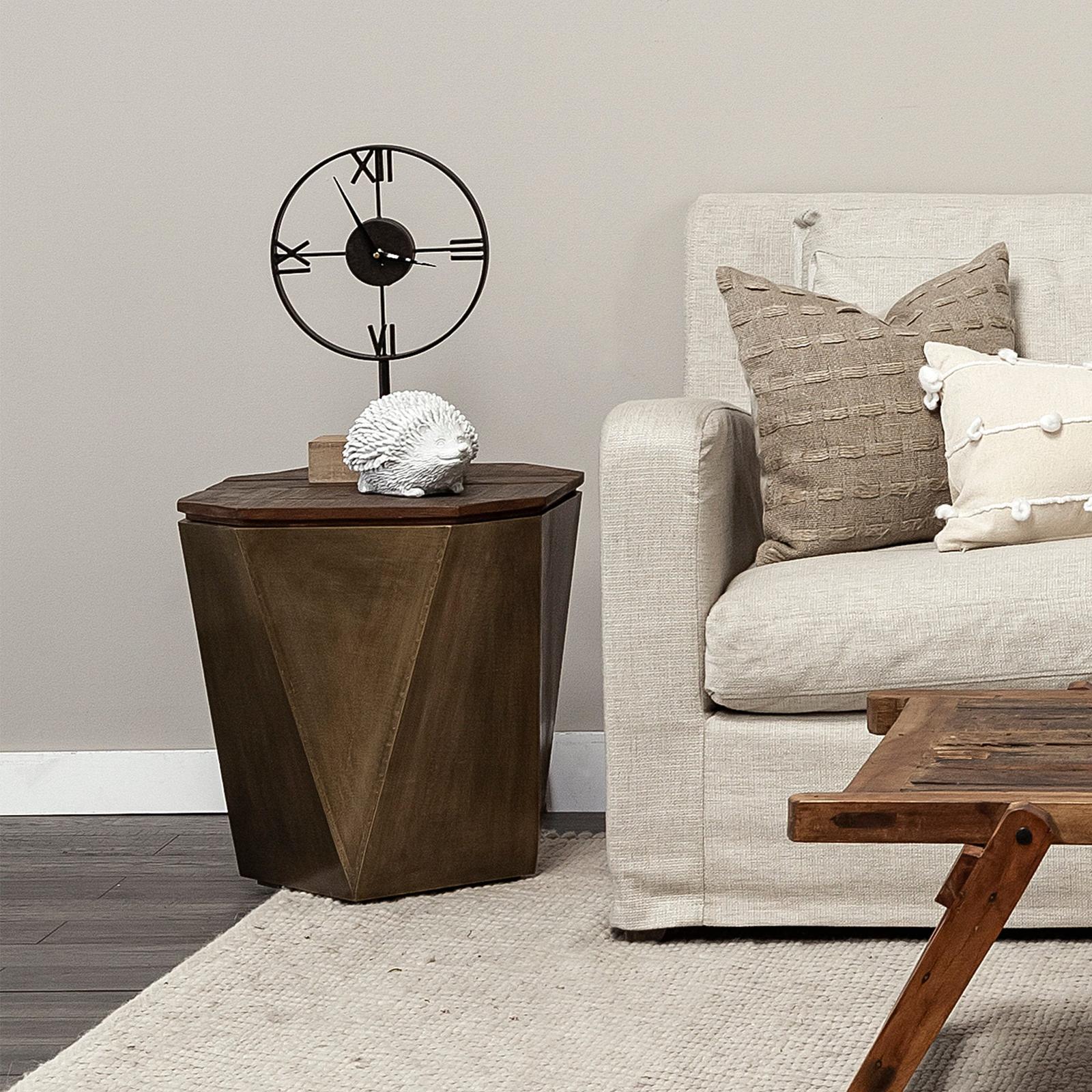 Mercana Esagono Octagonal Reclaimed Wood End/Side Table w/ Storage Clearance