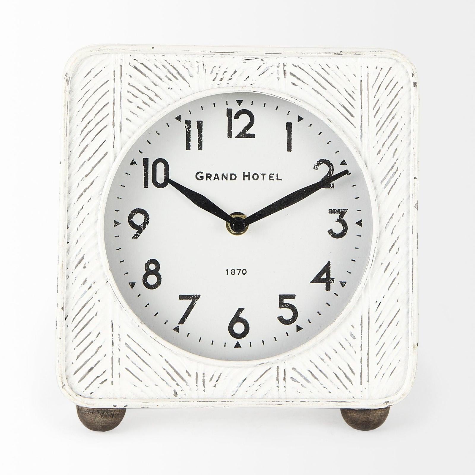 Mercana Karl Rustic Iron Rounded Square Table Clock