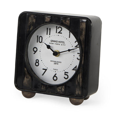 Mercana Karl Rustic Iron Rounded Square Table Clock