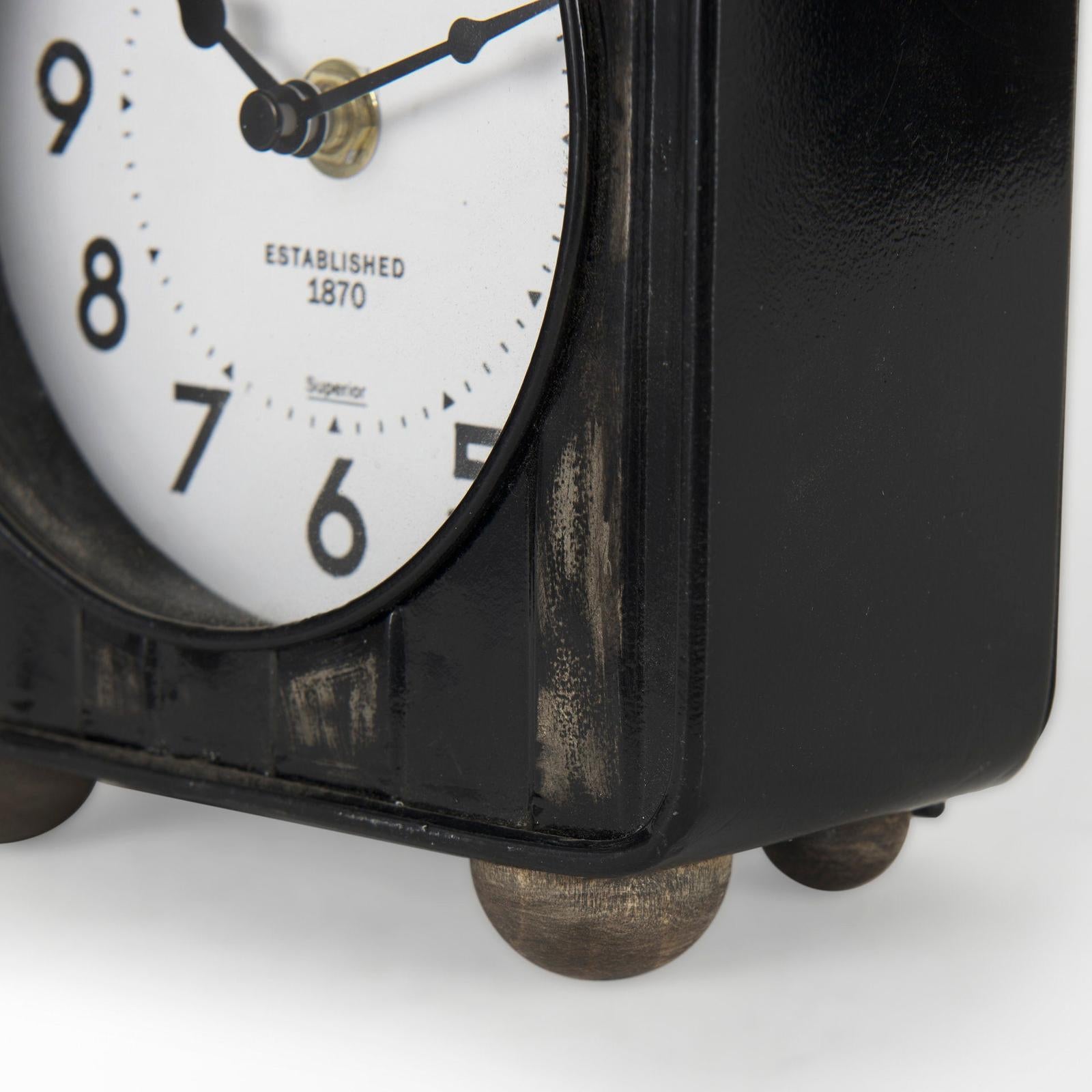 Mercana Karl Rustic Iron Rounded Square Table Clock