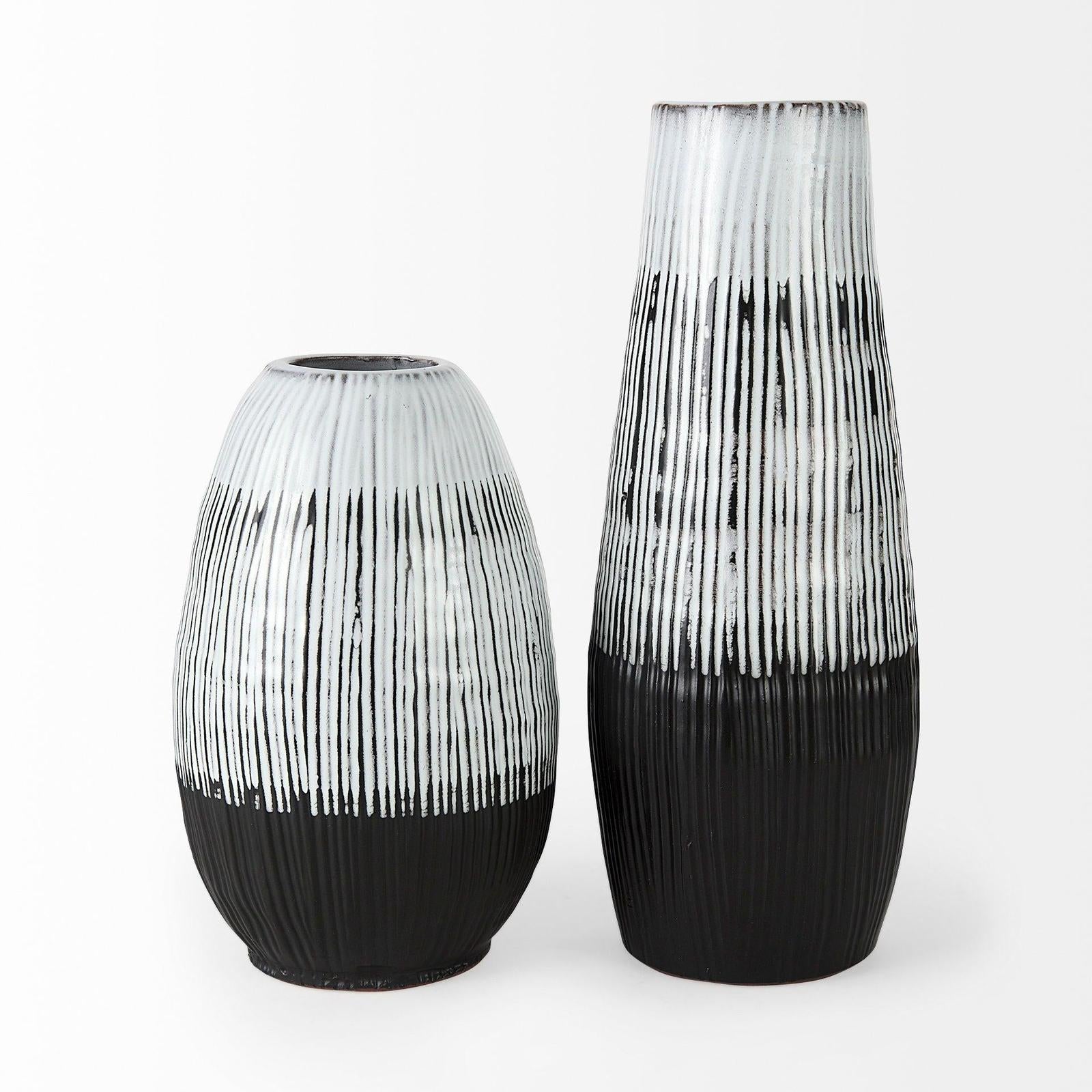 Mercana Tanami Dark Brown/White Glazed Ceramic Vase Clearance