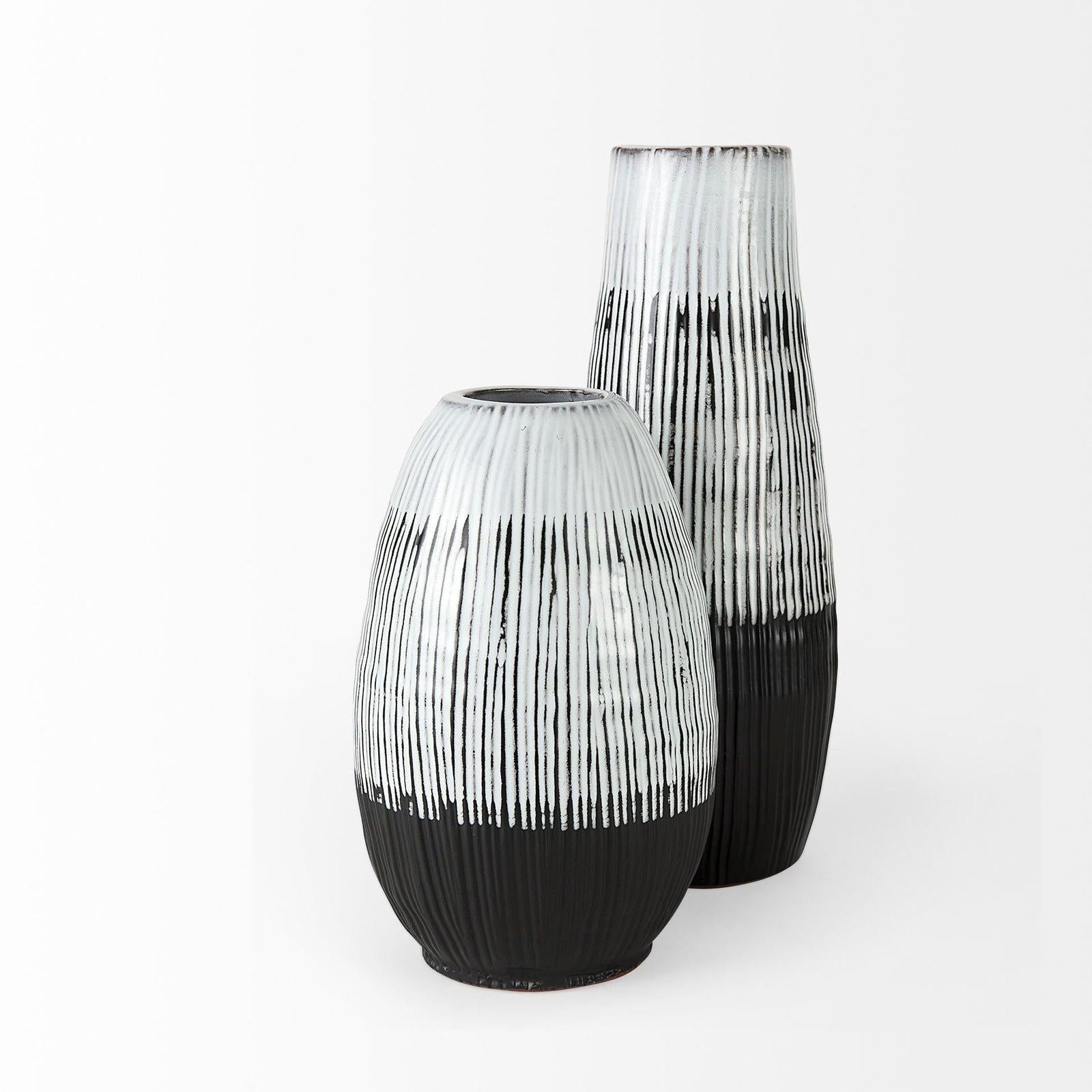 Mercana Tanami Dark Brown/White Glazed Ceramic Vase Clearance