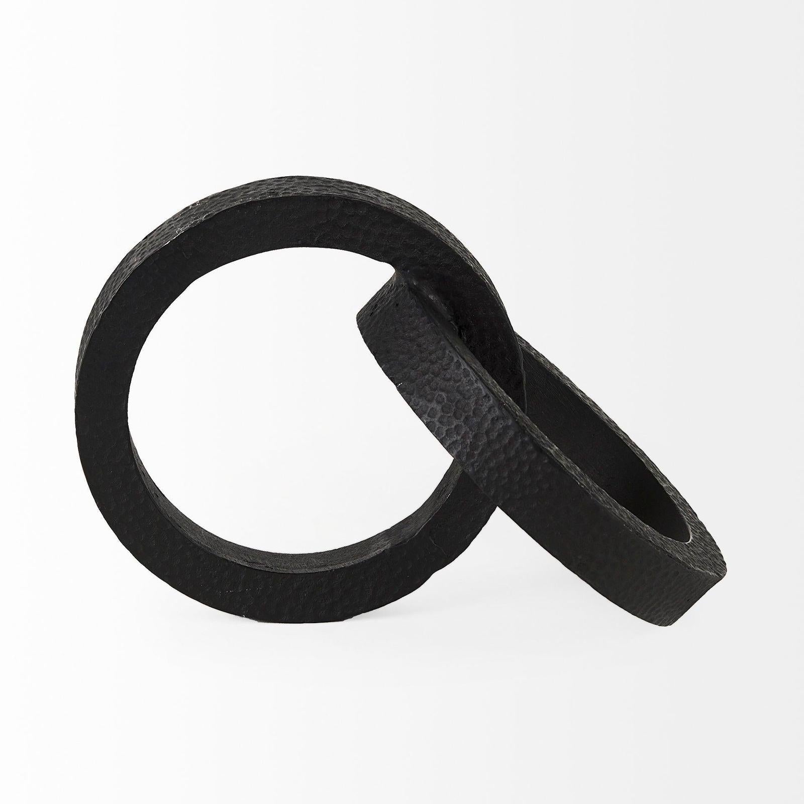 Mercana Rafiki Two Blackened Hammered Finish Metal Conjoined Circles