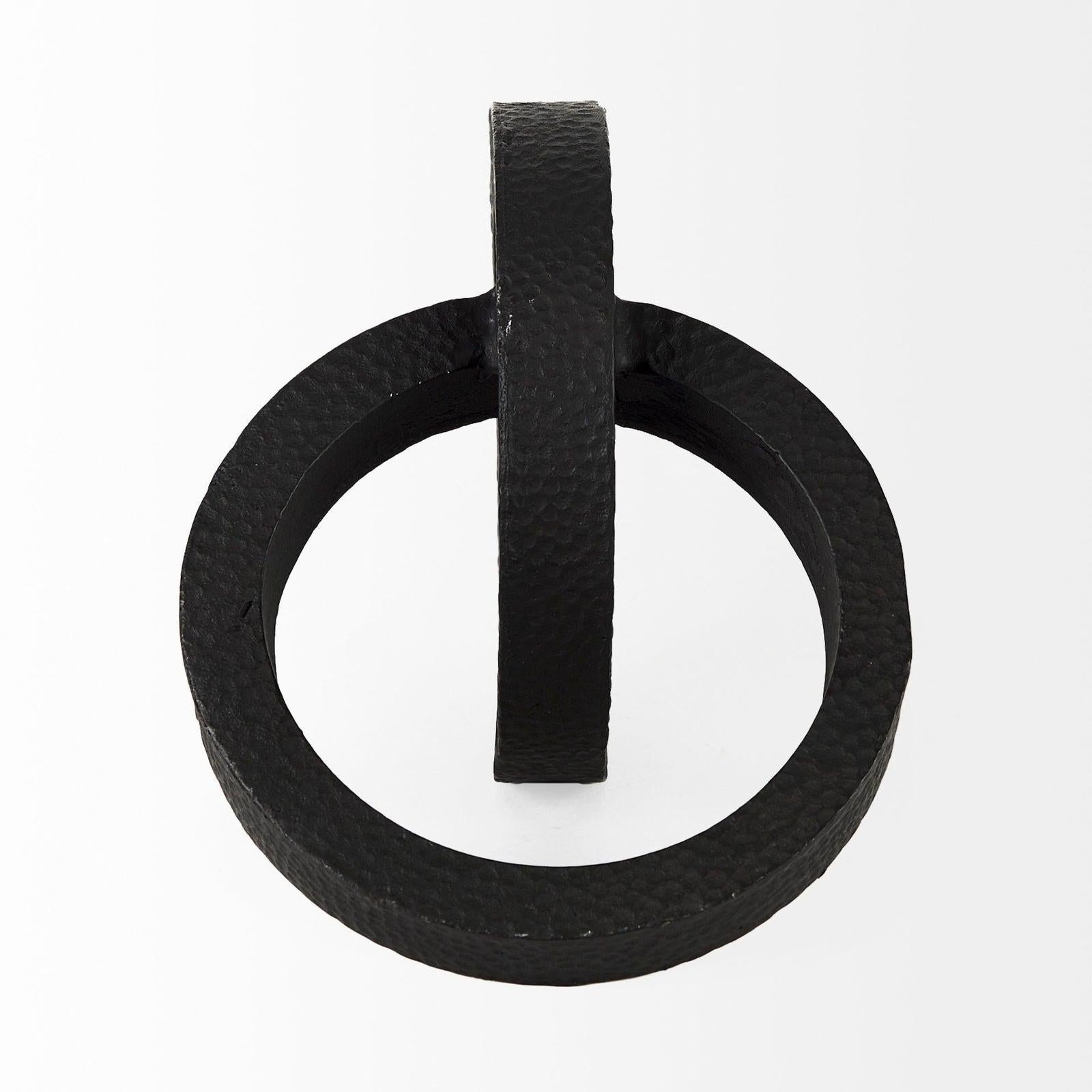 Mercana Rafiki Two Blackened Hammered Finish Metal Conjoined Circles