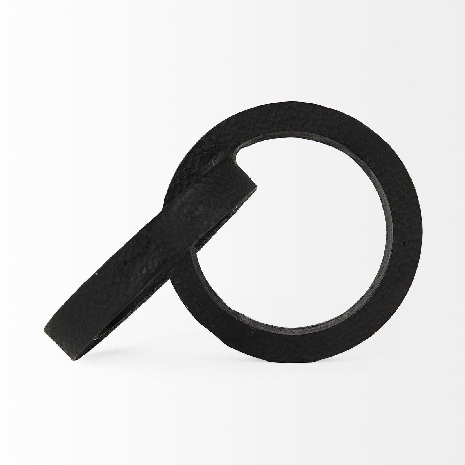 Mercana Rafiki Two Blackened Hammered Finish Metal Conjoined Circles
