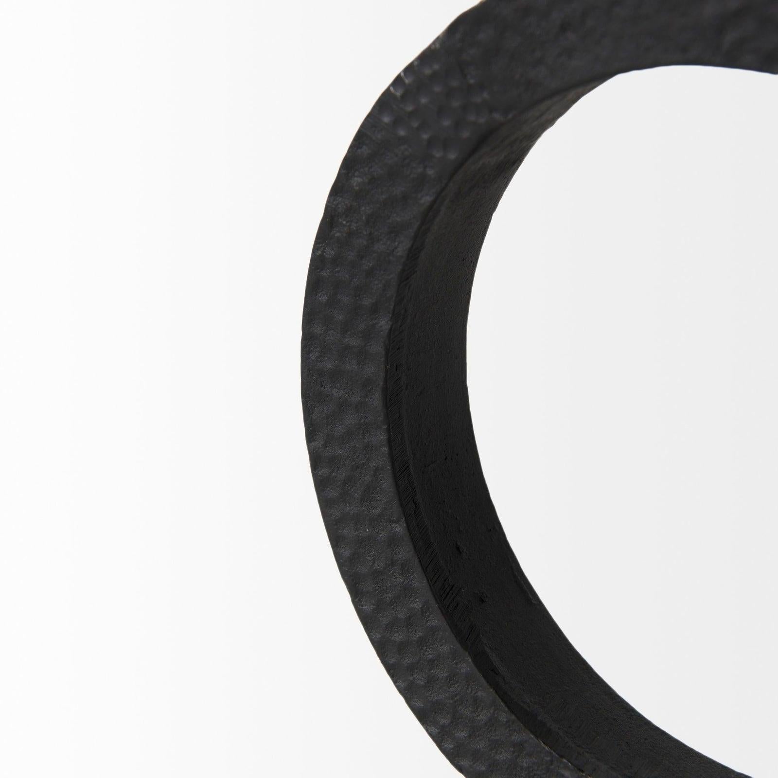 Mercana Rafiki Two Blackened Hammered Finish Metal Conjoined Circles