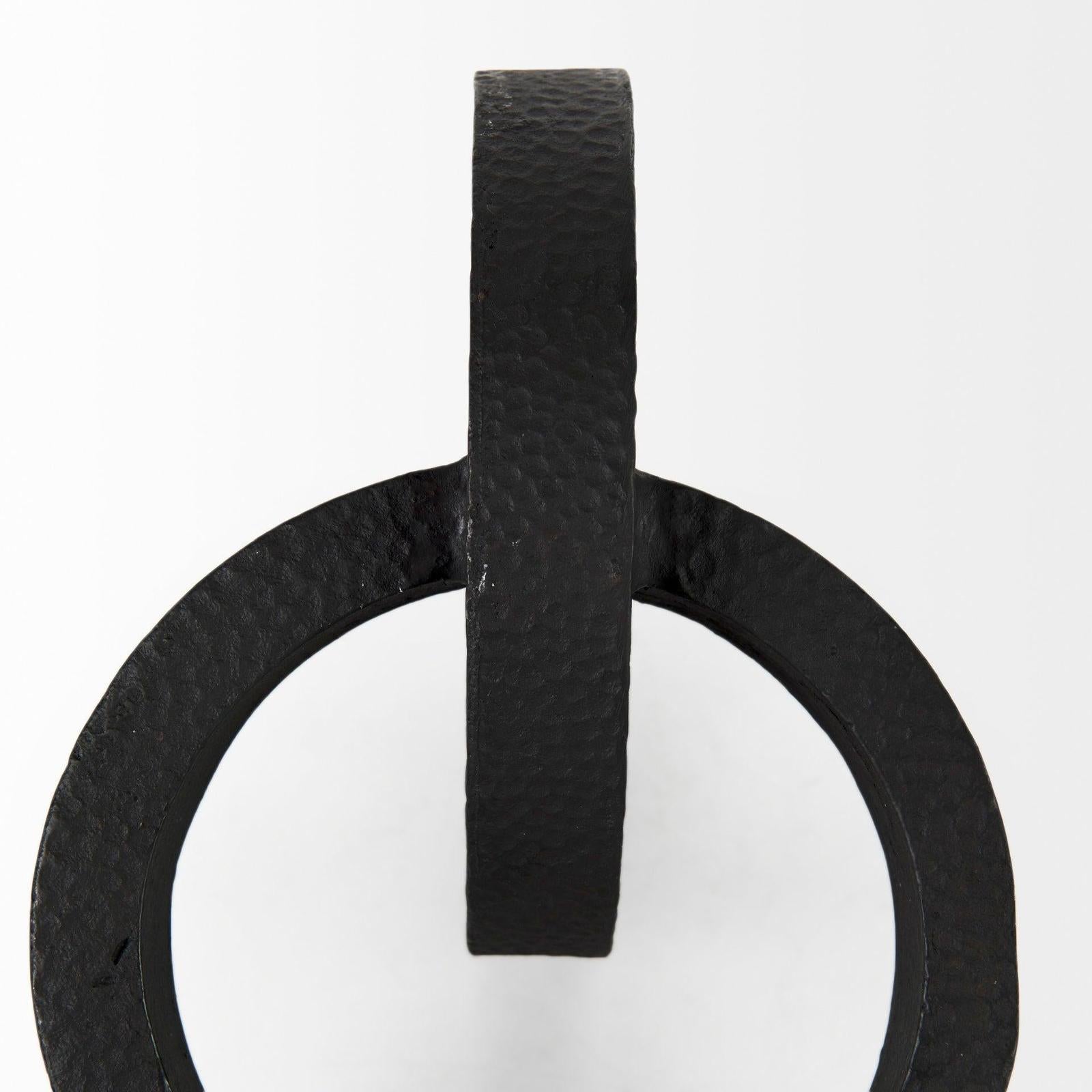 Mercana Rafiki Two Blackened Hammered Finish Metal Conjoined Circles