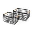 Mercana Marius Matte Black Metal W/ Rope Trim Rectangular Baskets - Set of 2 Clearance