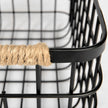 Mercana Marius Matte Black Metal W/ Rope Trim Rectangular Baskets - Set of 2 Clearance