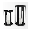 Mercana Balley Matte Black Metal Hexagonal Candle Holder Lanterns - Set of 2
