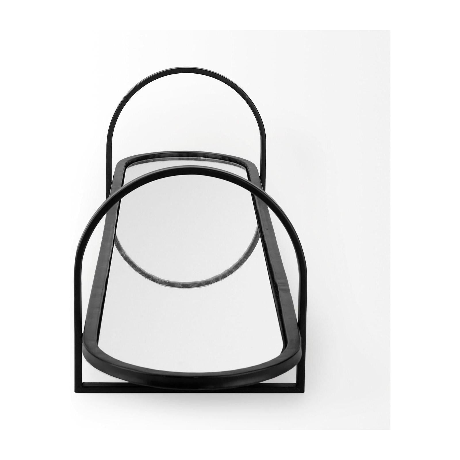 Mercana Evianna Mirrored W/Black Metal Frame Tray