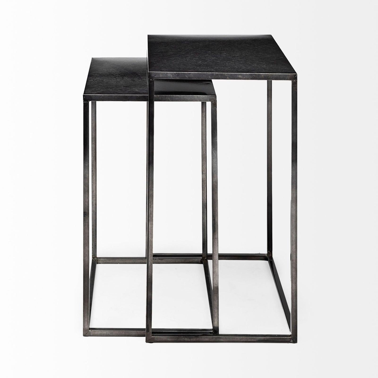 Mercana Kasey Galvanized Metal Nesting Accent Tables- Set of 2