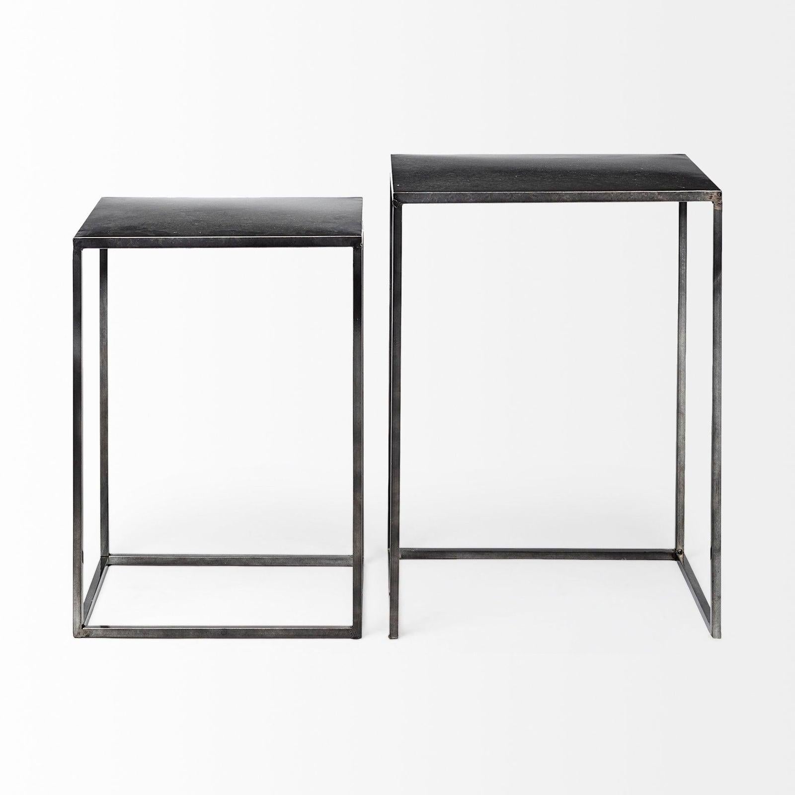 Mercana Kasey Galvanized Metal Nesting Accent Tables- Set of 2