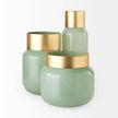 Mercana Minty Green Glass Vase W/Matte Gold Metal Neck Cuff Clearance