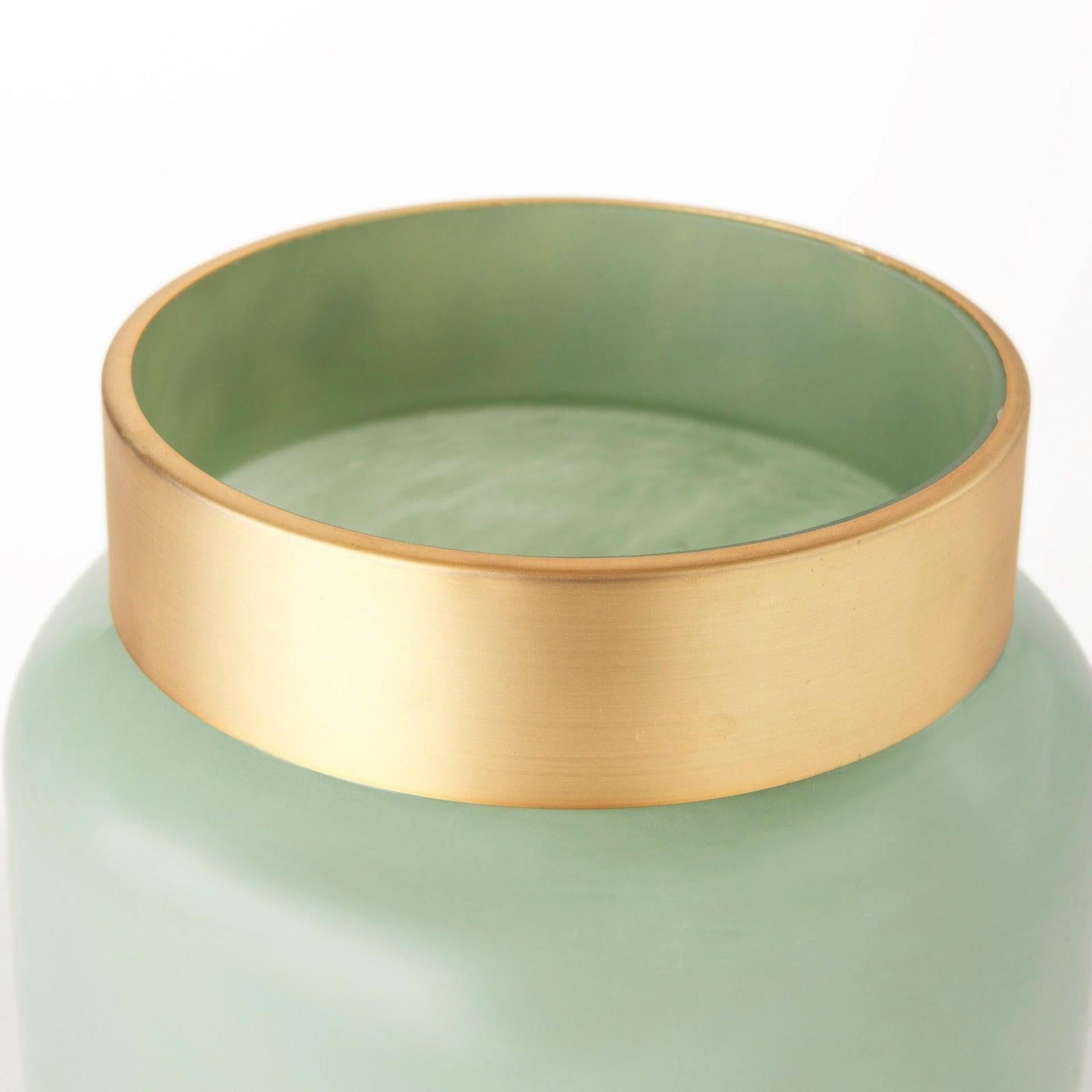 Mercana Minty Green Glass Vase W/Matte Gold Metal Neck Cuff Clearance