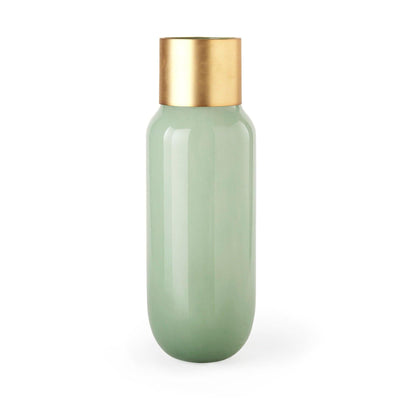 Mercana Minty Green Glass Vase W/Matte Gold Metal Neck Cuff Clearance