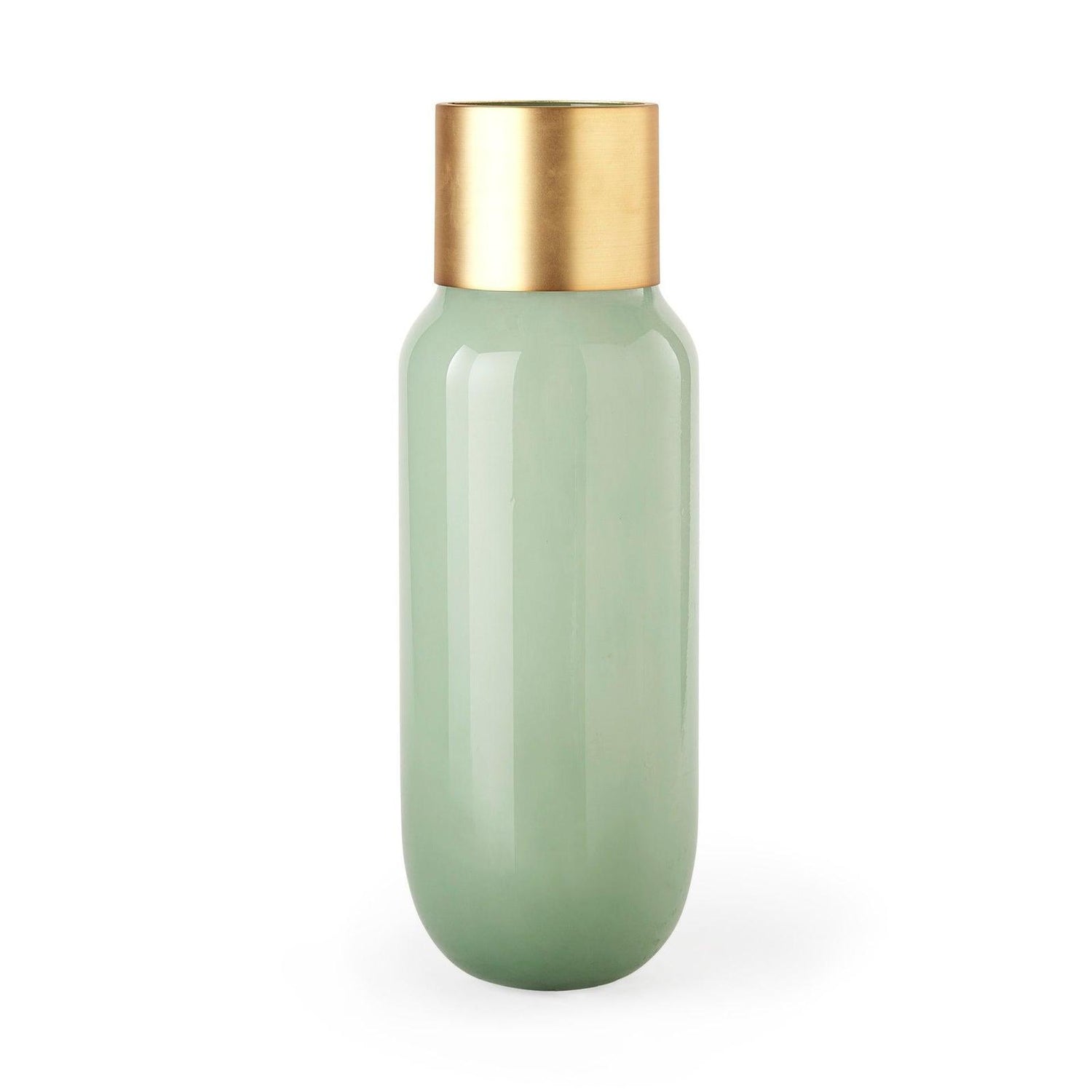 Mercana Minty Green Glass Vase W/Matte Gold Metal Neck Cuff Clearance
