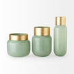 Mercana Minty Green Glass Vase W/Matte Gold Metal Neck Cuff Clearance