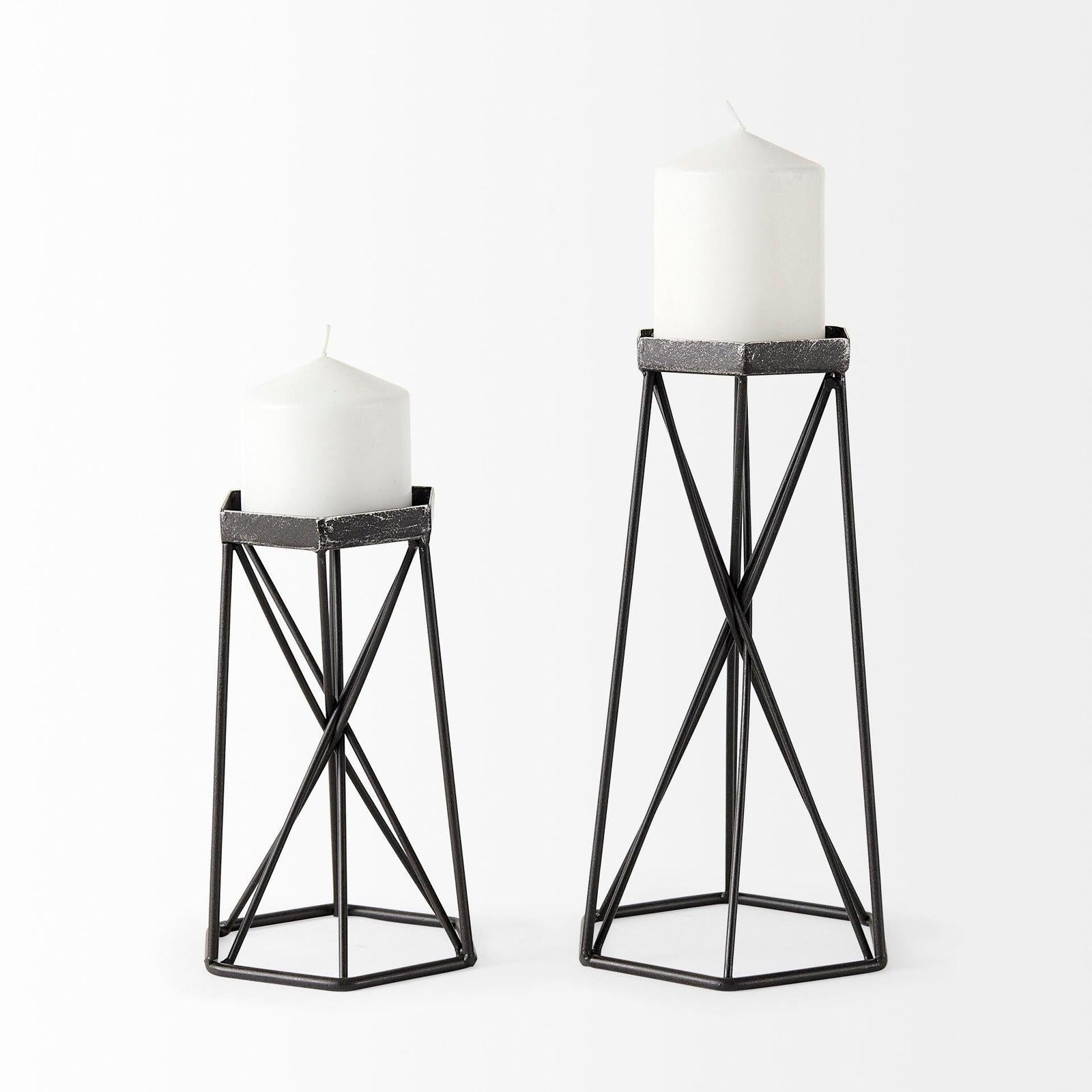Mercana Sixx Antiqued Metal Hexagonal Table Candle Holder Clearance