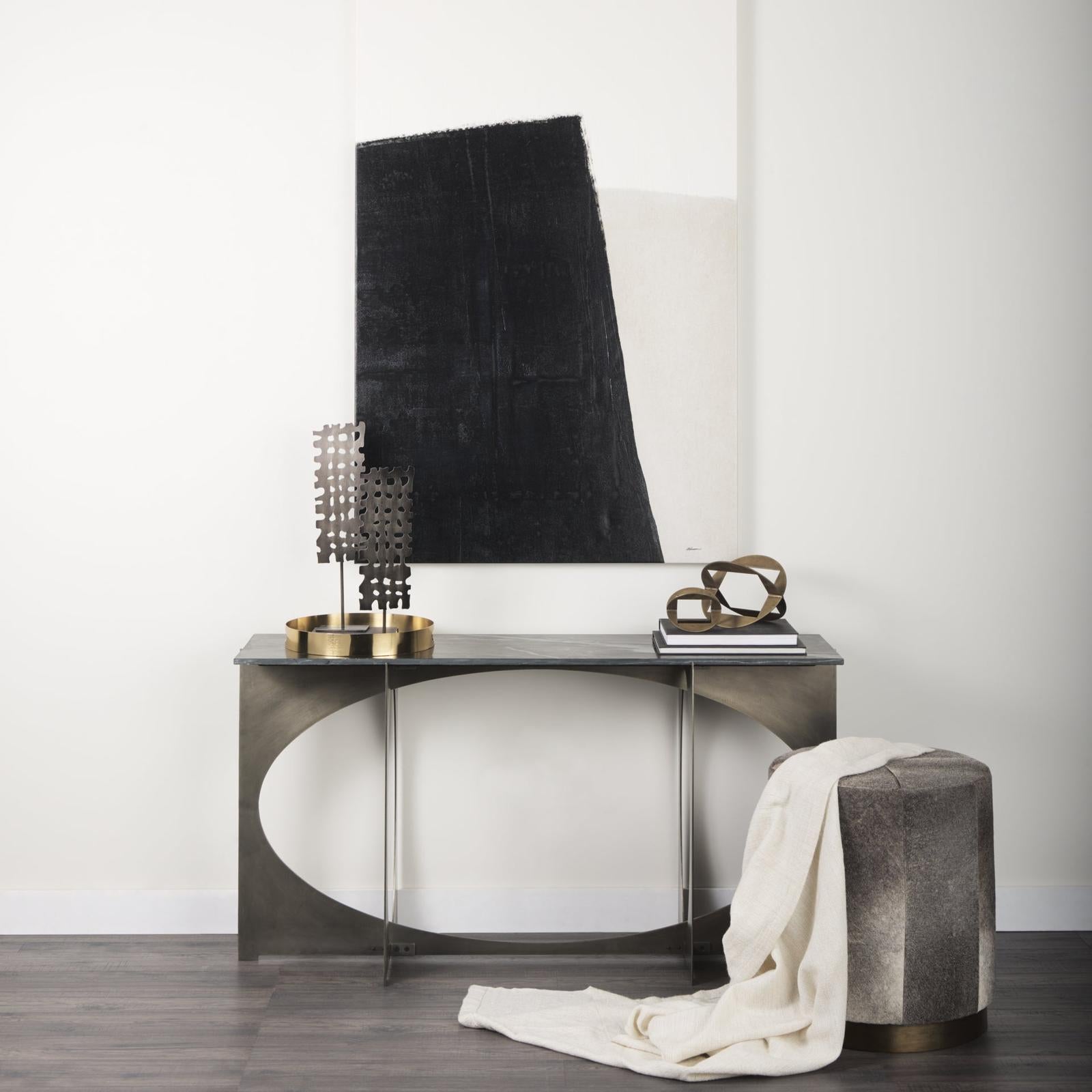 Mercana Zahavi Grey-toned Hair-on-hide Ottoman