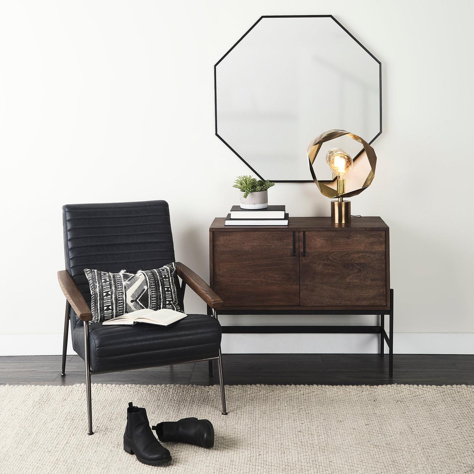 Mercana GlennDark Brown Wood w/ Black Iron Frame-2 Door Accent Cabinet