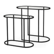 Mercana Celine Black/Silver Metal and Glass Nesting Accent Tables- Set of 2