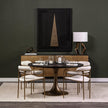 Mercana McLeod Round Brown Solid Wood Top Gold Metal Base Dining Table