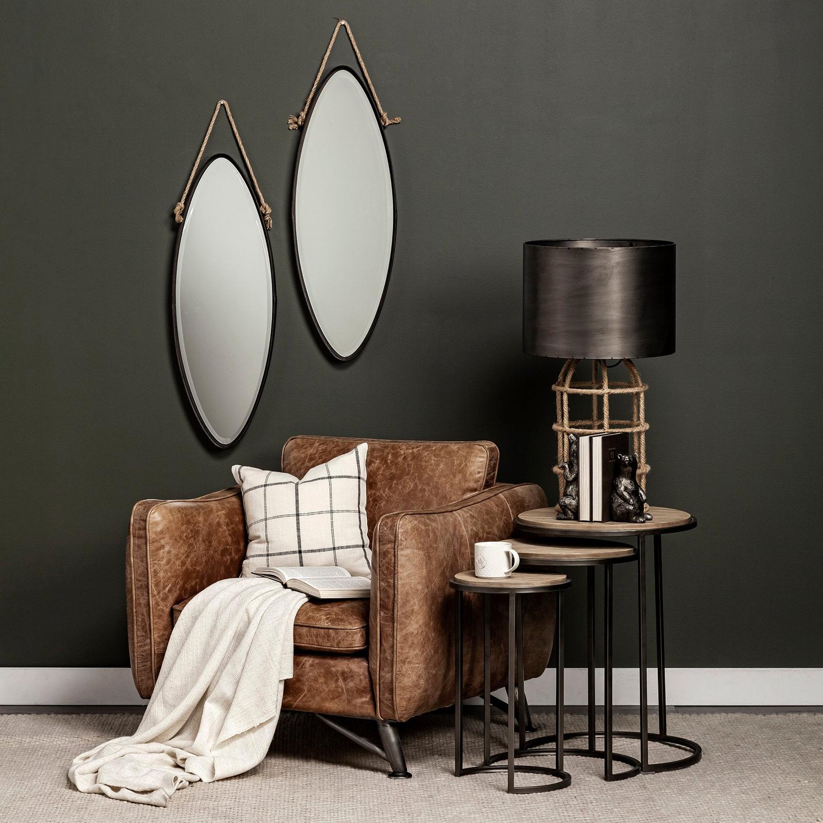 Mercana Glover Brown Wood Round Top W/Metal Nesting Accent Tables-Set of 3