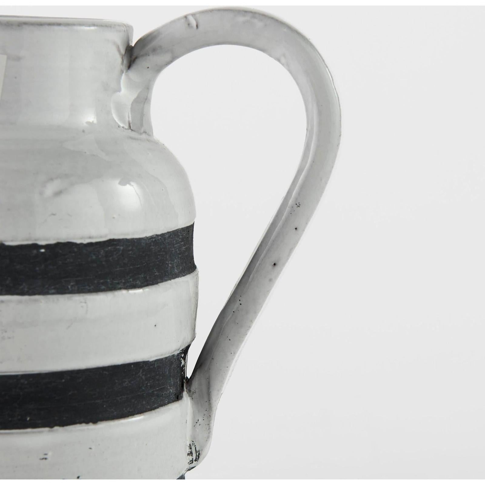 Mercana Harmon White w/ Charcoal Stripes Ceramic Jug