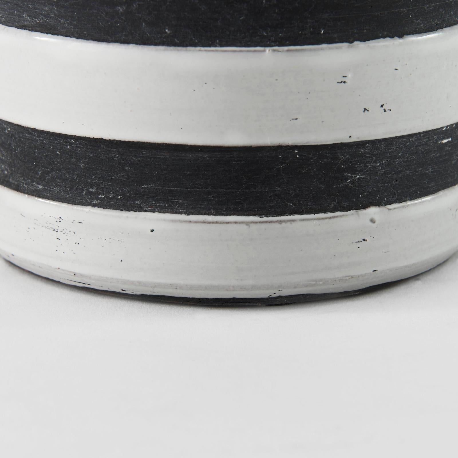 Mercana Harmon White w/ Charcoal Stripes Ceramic Jug