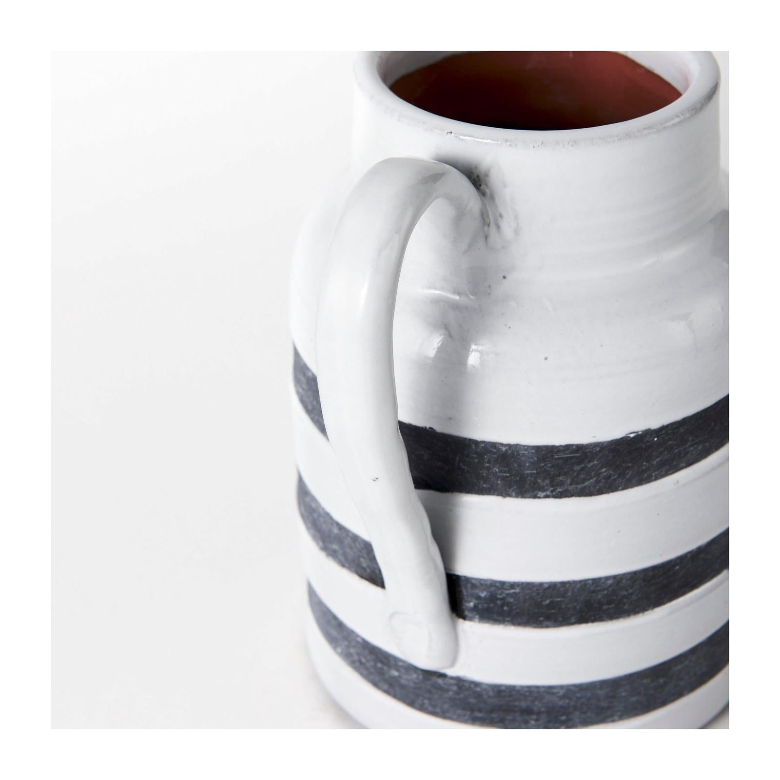Mercana Harmon White w/ Charcoal Stripes Ceramic Jug