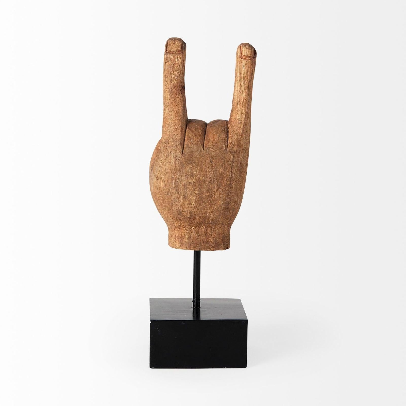 Mercana Saxum Natural Wooden Carved Hang Loose Hand