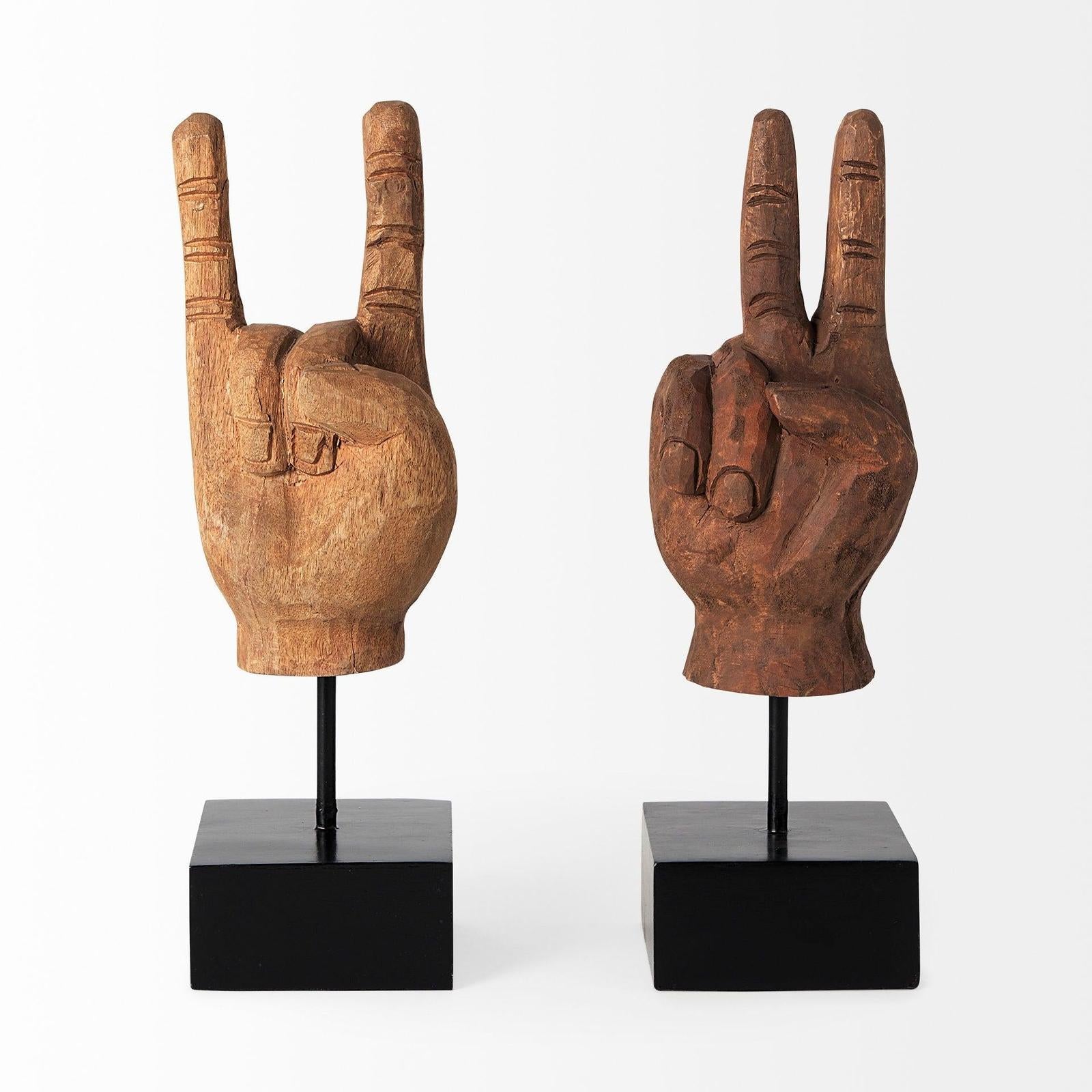 Mercana Saxum Natural Wooden Carved Hang Loose Hand