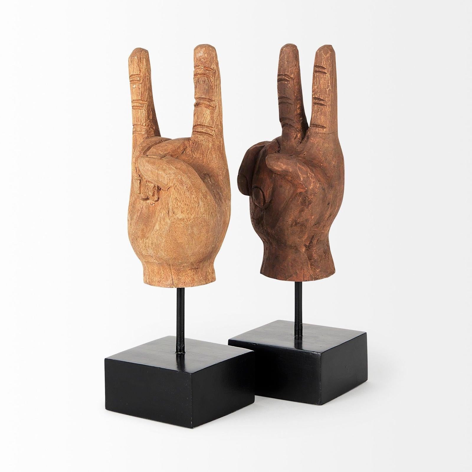 Mercana Saxum Natural Wooden Carved Hang Loose Hand