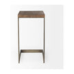 Mercana Faye Medium Brown Wood W/ Antique Nickel Finished Metal Base C Side Table