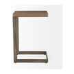 Mercana Faye Medium Brown Wood W/ Antique Nickel Finished Metal Base C Side Table
