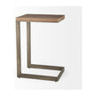 Mercana Faye Medium Brown Wood W/ Antique Nickel Finished Metal Base C Side Table