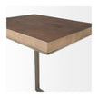 Mercana Faye Medium Brown Wood W/ Antique Nickel Finished Metal Base C Side Table