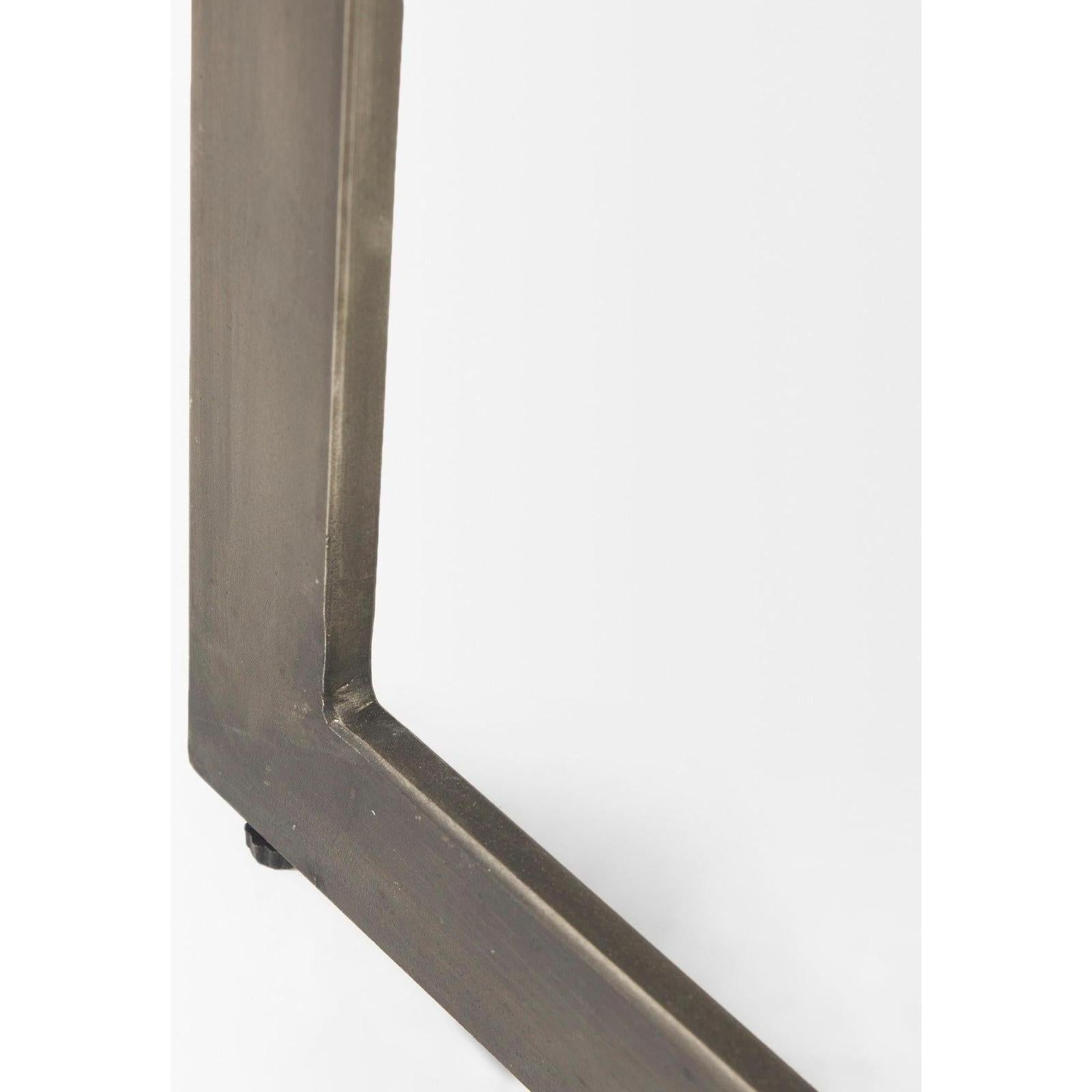 Mercana Faye Medium Brown Wood W/ Antique Nickel Finished Metal Base C Side Table