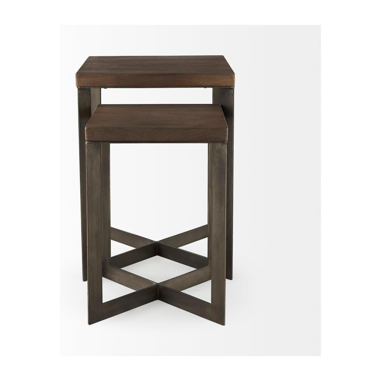 Mercana Faye Gold Metal Base Accent Tables- Set of 2
