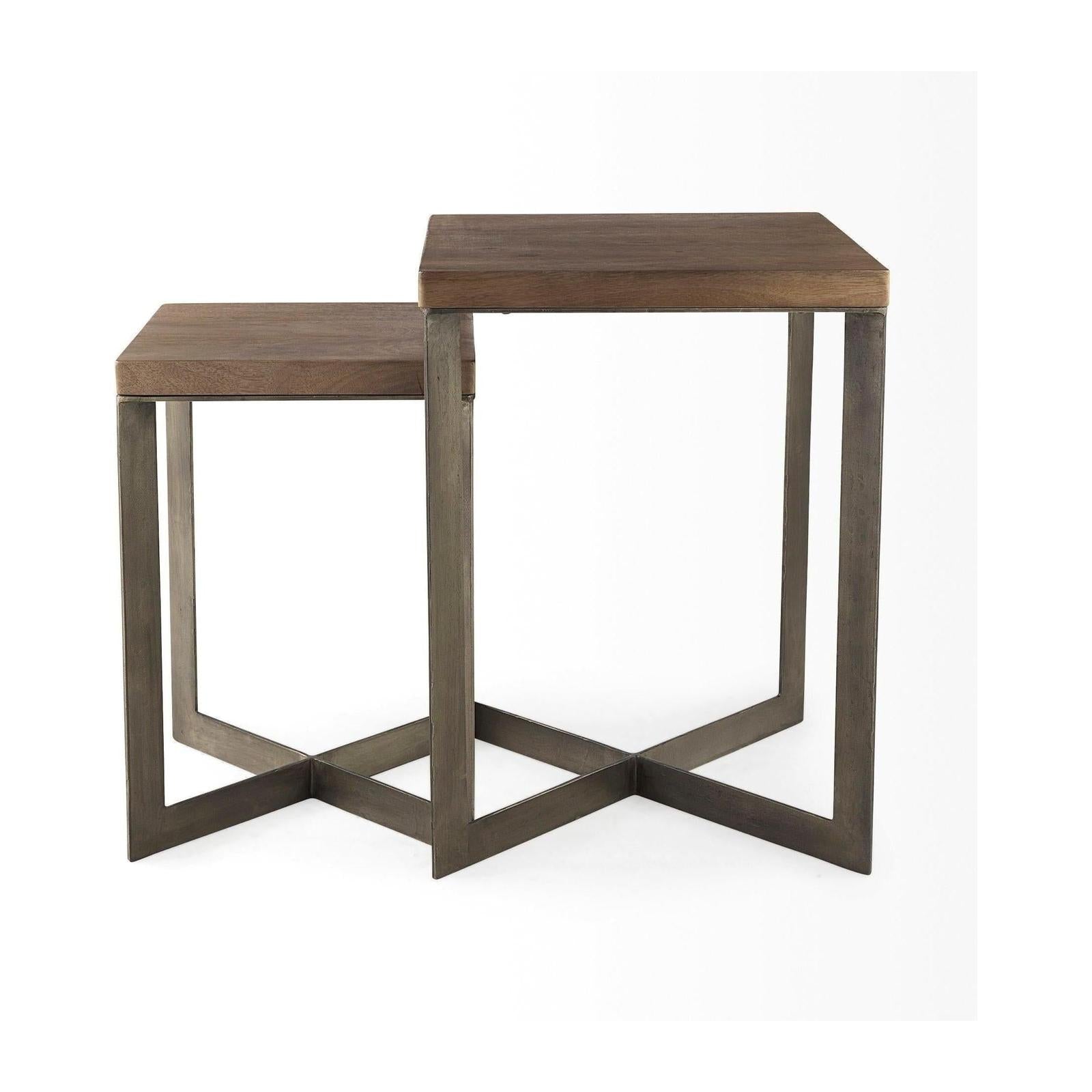 Mercana Faye Gold Metal Base Accent Tables- Set of 2