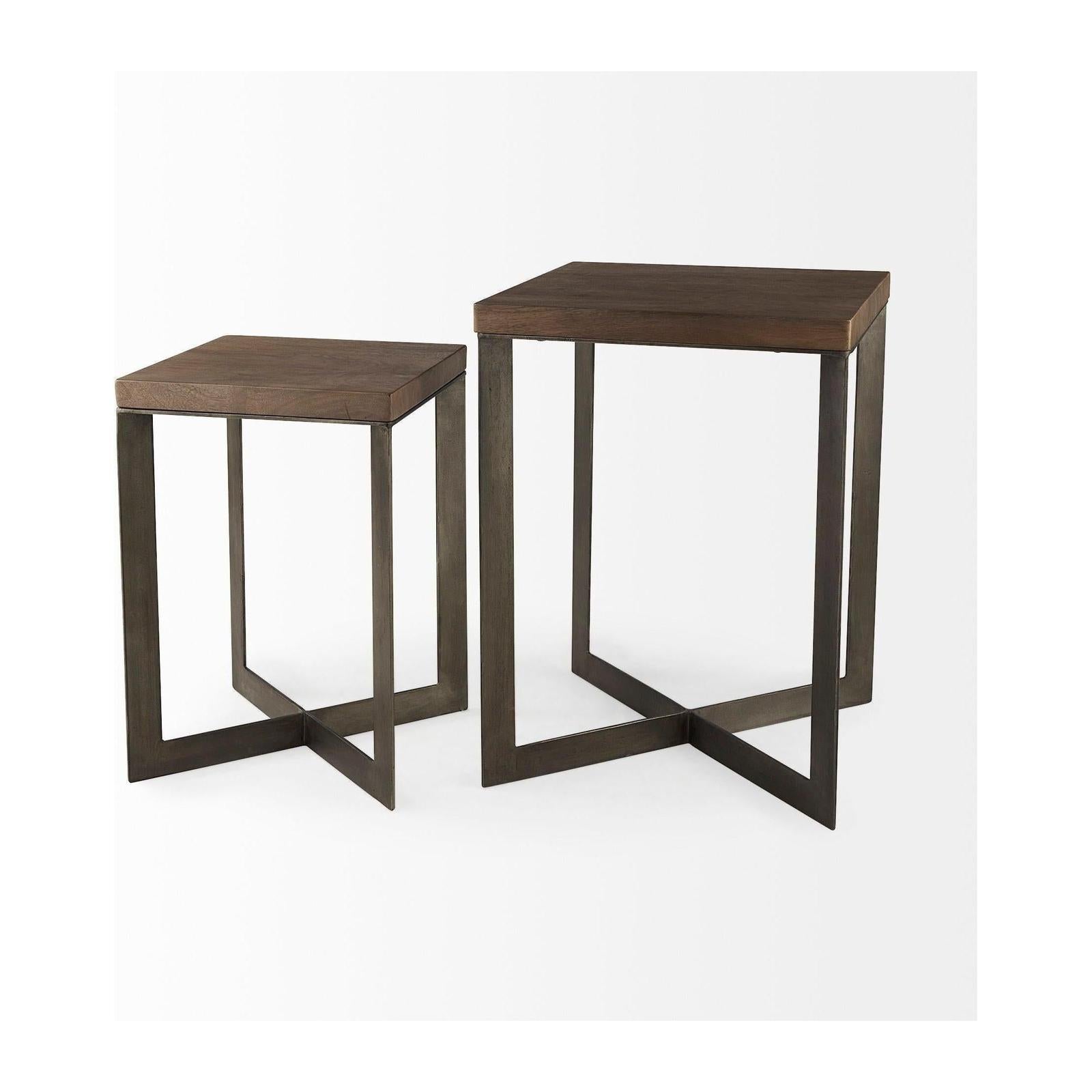 Mercana Faye Gold Metal Base Accent Tables- Set of 2